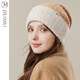 JIUMU Wool Hat Women's Autumn and Winter Wool Versatile Double-layer Thickened Warm Postpartum Cold Hat Double-Sided Knitted Elderly Hat Brown One Size _56-60CM