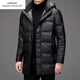 Emporio Armani EA7 Armani 2026 winter new men's down jacket mid-length fashionable detachable hooded white duck down casual outer gray M 170