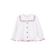 Xiaoyinman children's clothing girls pure cotton shirt wavy navy collar 26 spring small flower embroidered top for children and girls off-white 130