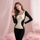 Bandgewoo Thermal Underwear with Breast Pads Thickened Seamless Square Collar Solid Color Simple Comfort High Elastic Breathable Suit Women Skin Color Top 160/85 (M) Bottom 160/85 XXS XXXS