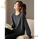 Lu Wang Lianxue 2026 new autumn and winter style loose sweater bottoming shirt for women can be worn alone with a knitted sweater top Gray L