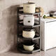 Fantasy Pot Rack Kitchen Tripod Right Angle Storage Rack Floor-standing Corner Storage Home Multifunctional Multi-layer Pot Storage Rack Four-layer Gun Ash Height 81 Long 31 (Layers Distance Adjustable) Each layer is adjustable and nail-free fixing Full carbon steel shelf carbon steel layer