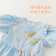 Wooden cotton baby girl short-sleeved jumpsuit summer thin Tencel baby Chinese-style romper one-year-old gift national style sky blue/wooden hibiscus 80cm