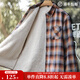 Madden Workwear Polar Fleece Plaid Shirt Jacket Men's American Retro Plaid Plus Velvet Warm Men's Long Sleeve Shirt Autumn and Winter Blue Brown Sleeves Not Velvet XL