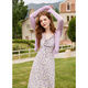 Qiushui Yiren knitted cardigan suspender skirt suit 2025 autumn new style women's gentle purple floral skirt two-piece set Purple M