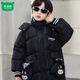 Mumuwu (mumuwu) fashionable winter cotton coat for middle-aged and older children, pull cloth gloves, boys' down cotton coat, velvet and thickened children's style jacket, black 130 cm