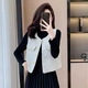 Hot sale, super age-reducing temperament, fashionable, high-end, slimming, fragrant vest, fashionable and versatile jacket for women, black 2XL (135-150Jin Jin is equal to 0.5kg)