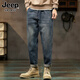 JEEP SPIRIT Jeep jeans men's autumn and winter American loose pants men's pants wide-leg casual pants nostalgic blue 38