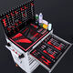 Wangbang multifunctional mobile tool cart auto repair tool set ratchet wrench combination complete repair cart tool box new three-draw red + back plate + 158-piece tool set