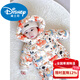 Disney baby down jacket jumpsuit for men and women, baby outing clothes, winter newborn baby clothes, rompers, airplane down jacket (half-open crotch) + free hand and foot covers 66cm, suitable for (0-6 months)
