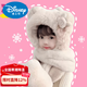 Disney children's hat, scarf and gloves three-piece winter velvet thickening girl's one-piece boy's cycling windproof hat for parents and children, children's style - khaki hat + scarf + gloves, velvet lining to store heat and keep warm, children's style 2-13 years old