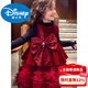 Disney Girls Princess Dress Winter Dress 2025 New Children's Mesh Tank Top Dress Little Girls Velvet Burgundy Suit Sweater + Tank Top 150 cm