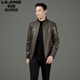 Lilang Lilang Men's Brand Leather Jacket 2025 New Men's Business Casual Stand Collar Leather Jacket Middle-aged Dad Jacket 8065# Brown M 170 Weight 100-120 Jin Jin is equal to 0.5 kg