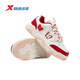 Xtep shopping mall same style children's sneakers spring for girls, medium and large children, leather surface wear-resistant, non-slip, lightweight and breathable casual shoes, sail white/transcendence red 35