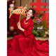 Wanzhuang New Chinese Style Red Toasting Wear Women's Autumn Two-piece Set Red Set S