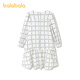 BALABALA children's clothing children's dress girls spring clothing medium and large children's princess dress pure cotton printing sweet and fashionable white and yellow tone 00313 110