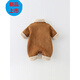 G.duck 100-day baby cute jumpsuit for infants and toddlers winter thickened quilted harem full moon plus velvet winter cotton clothing breathable brown 66cm