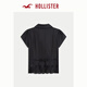 HOLLISTER American sweet lady style waist-tie slim short-sleeved shirt 26 spring women's wear 340-6026 black XXS (160/76A)