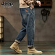 JEEP SPIRIT Jeep jeans men's autumn and winter American loose pants men's pants wide-leg casual pants nostalgic blue 38