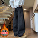 Playboy (PLAYBOY) jeans men's velvet pants men's casual pants men's autumn and winter straight wide-leg workwear thickened warm trousers