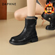 DAPHNE Daphne thick-soled short boots for women plus velvet warm cotton boots 2025 winter new British style versatile retro slim boots winter shoes black plus velvet heel height 4.5cm 38 (240mm) standard size