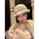 French socialite lace bow woolen beret women's winter 2025 new Hepburn complex white