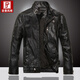 胖东来海宁机车男皮衣男春秋季皮外套男士皮夹克加胖东来同款 01款黑色 L (建议130145斤)
