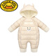 G.duck infant and toddler autumn and winter jumpsuits newborn clothes for men and women, thickened outing clothes and bodysuits, winter cotton suits, pink velvet open style 80cm 80 (recommended for 5-8 months)