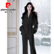 Pierre Cardin Lazy Style Lapel Sweater Jacket Wide Leg Pants Suit Women's Casual Fashion Two-piece Set 2025 Autumn and Winter New Style Dark Gray Suit Standard Edition S Recommended 80-95Jin Jin is equal to 0.5 kg