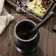 Tuojin imported high-quality cast iron tamping pot from Germany, nest-to-nest punching cylinder, mortar, pestle cylinder, mortar, mortar, grinder, extra thick, extra-large size for Panax notoginseng (send leather cover)