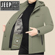 JEEP SPIRIT吉普精神一衣两穿绒服男士中年休闲时尚加厚短款五防羽绒服外套 绿咔色 3XL 190(165-180斤)