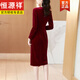 Hengyuanxiang Autumn Gold Velvet Dress Women's Long Sleeve 2024 New Burgundy Dress Grandma's Wedding Banquet Velvet Bag Burgundy XL 110-130Jin Jin is equal to 0.5 kg