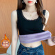 Thermal Vest Women's Velvet Thickened One-piece Velvet Lace Round Neck Autumn and Winter Warm Top Women's Slim Bottoming Shirt White One Size
