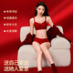 Urban Beauty Lace Red Underwear Women's Small Breast Gathering Anti-Sagging New Zodiac Year Bra Set Wedding Bride Bra Bra + Panties + Socks + Gift Box Good luck all year round One size fits all 36AB Recommended 105-120 Jin Jin equals 0.5 kg