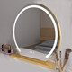 DYQTled makeup mirror with light for home desktop smart makeup mirror for beauty salon dedicated to master bedroom internet celebrity ins semicircle_matte white 40 diameter plug-in rotating model_three-tone lighting