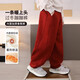 I.KARNOW boys' velvet pants 2026 new children's animal year thickened festive New Year red sweatpants winter big children 19762 gray + 15197 red velvet good luck suit 120
