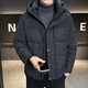 Snow Flying (SNOWFLYING) high-end brand down jacket men's 2025 new hooded plus velvet thickened cold-proof casual jacket solid color versatile trend black