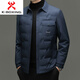 KBXNG Men's Light Lapel Down Jacket Casual Jacket Winter Middle-aged Dad's Business Versatile Down Jacket Black M 170