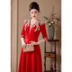 Timochi host dress female adult temperament annual meeting choir performance dress long skirt recitation evening student red song competition red S
