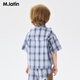M.Latin M.Latin children's shirt 26 summer new style boys' breathable soft printed loose and comfortable short-sleeved shirt purple plaid 90