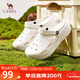 骆驼（CAMEL）洞洞鞋女简约休闲增高厚底凉拖鞋 L25M071022 米白  37-38 
