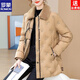 ROMON middle-aged mother's new winter down jacket, middle-aged and elderly women's winter clothing, western style jacket, thickened big fur collar, fashionable khaki XL recommended 85-110Jin Jin equals about 0.5 kg