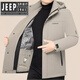 JEEP SPIRIT吉普精神一衣两穿绒服男士中年休闲时尚加厚短款五防羽绒服外套 绿咔色 3XL 190(165-180斤)