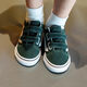 VANS children's shoes Old Skool V children's sneakers retro dark green buckle and sticky buckle personalized street green 19 measured inner length 11.5cm