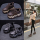 OLJ luxury high-end brand women's shoes dad shoes 2025 winter new casual and versatile velvet warm and height-increasing sneakers velvet brown 34