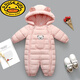G.duck infant and toddler autumn and winter jumpsuits newborn clothes for men and women, thickened outing clothes and bodysuits, winter cotton suits, pink velvet open style 80cm 80 (recommended for 5-8 months)