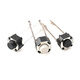 Tact switch 6*6*4.3/5mm, medium two legs, round head, medium round two legs, in-line push button switch, high quality and environmentally friendly, round 6*5mm, black handle and long legs (20 pieces)