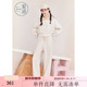 Zihan (ZIHAN) Zihan short waisted hooded top straight wide leg loose casual pants two-piece suit for women 2024 winter new style rice gold XL