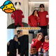 G.duck Chinese New Year parent-child outfits for a family of three in autumn and winter, western-style family outfits, red knitted sweater, baby jumpsuit, round neck, red 165 Adult S (80-100Jin Jin is equal to 0.5kg)