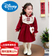 Disney Girls New Year Clothes Western Style New Year Clothes Chinese Style Dress Winter 2026 New Children's Winter Clothes Baby Girl Red Free Bag 90 cm